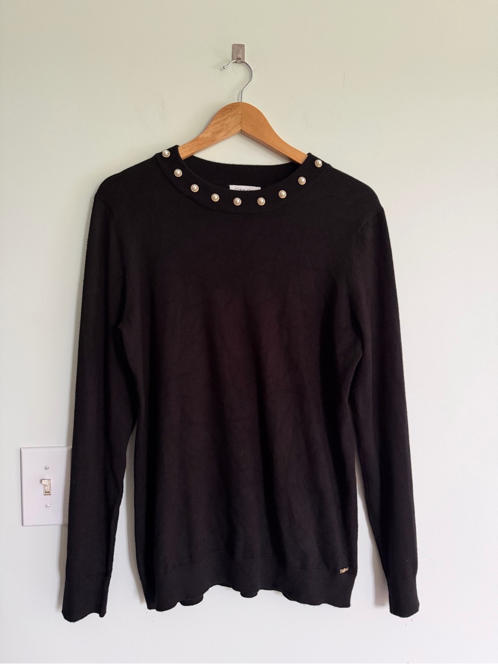 Calvin Klein Black Crewneck Sweater Decorated